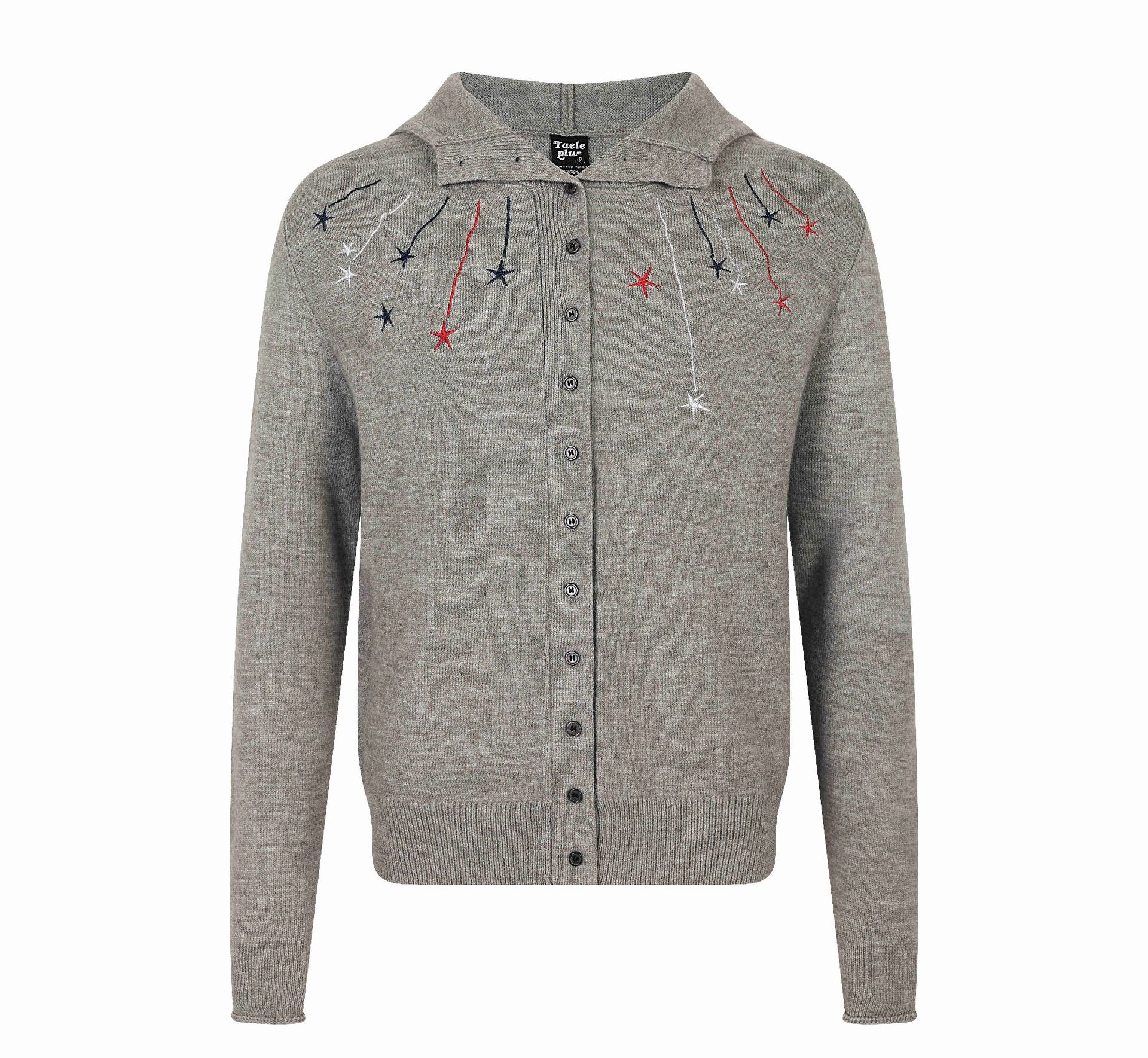 Knit Hooded Star Meteor Embroidery Cardigan High Neck Sweater Men