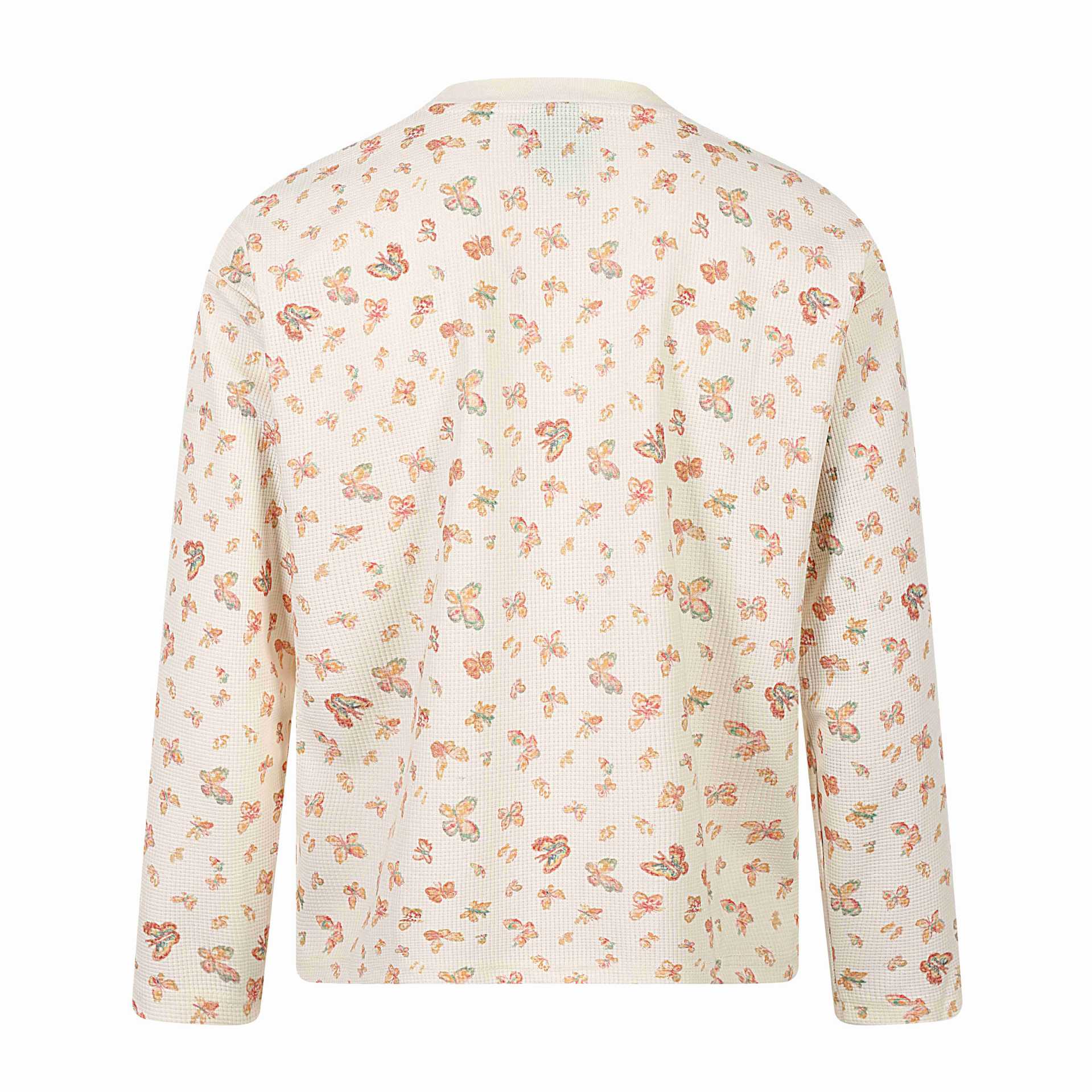 Trendy Graffiti Butterfly Floral All-over Print Round Neck Loose Long Sleeve T-Shirt