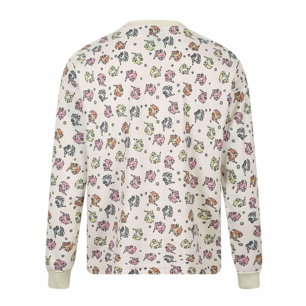 All-over Print Double-Headed Devil Sheep Star Pattern Round Neck Long Sleeve T-Shirt