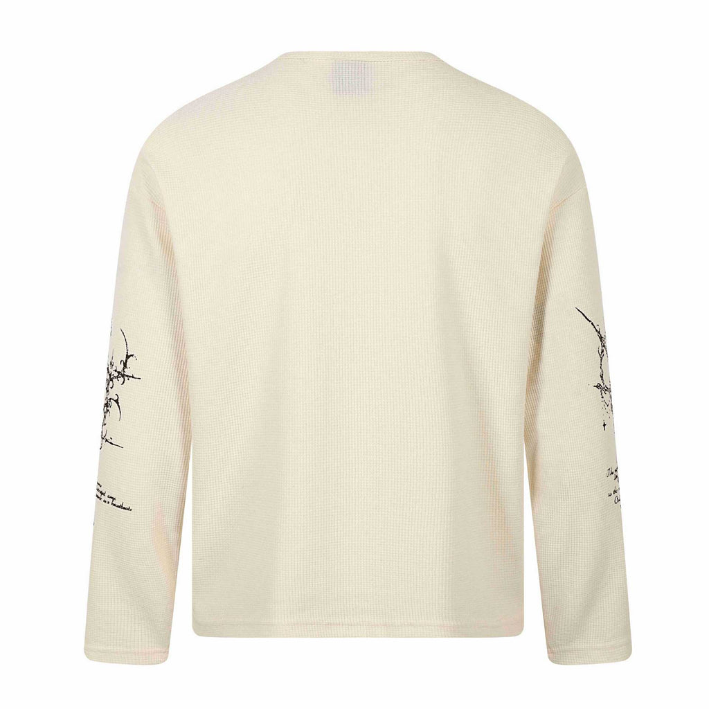 Letter Print Long Sleeve Henley Collar T-Shirt