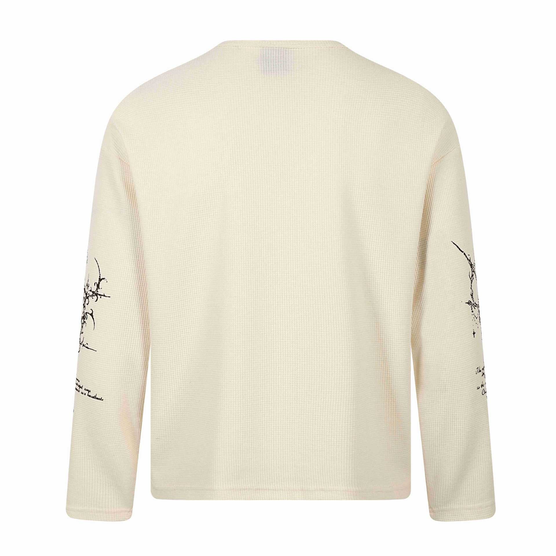 Letter Print Long Sleeve Henley Collar T-Shirt
