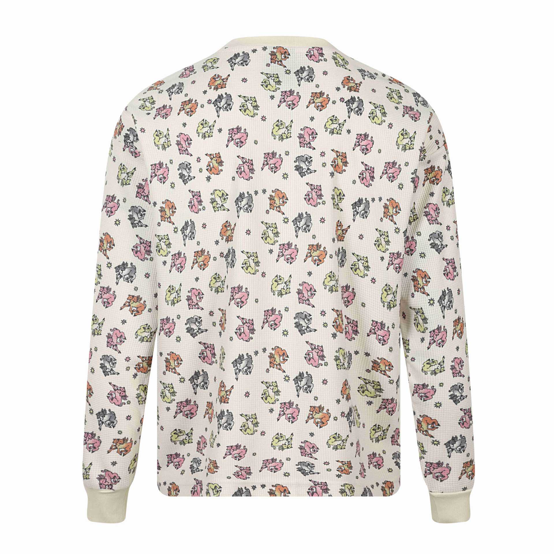 All-over Print Double-Headed Devil Sheep Star Pattern Round Neck Long Sleeve T-Shirt