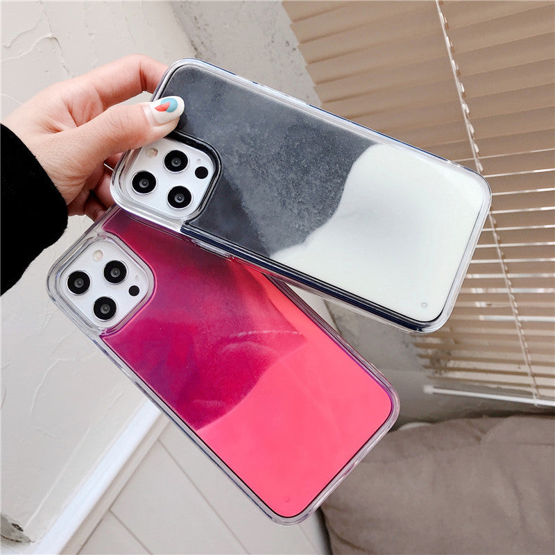 Solid Color Liquid Sand Case for iPhone 17 Pro Max, Glow-in-the-Dark Protective Cover for Apple 16, 15, 14 Full Coverage Foreign Trade Style